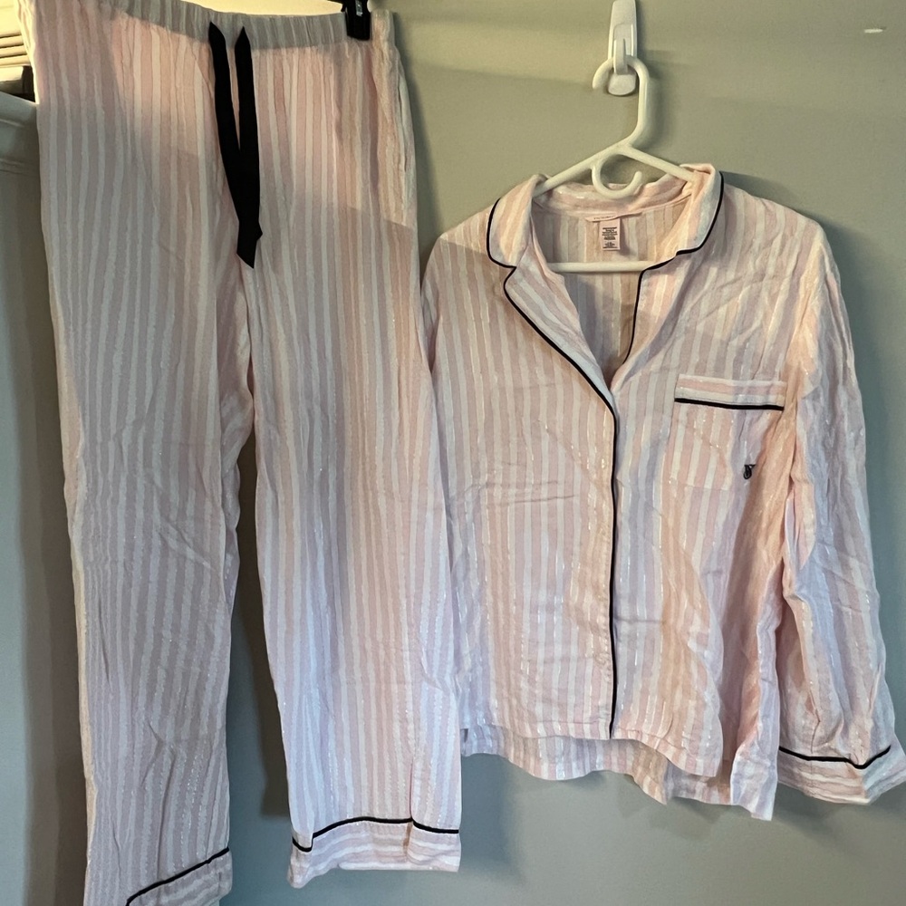 Victoria's Secret Pink and White Striped Pajama set